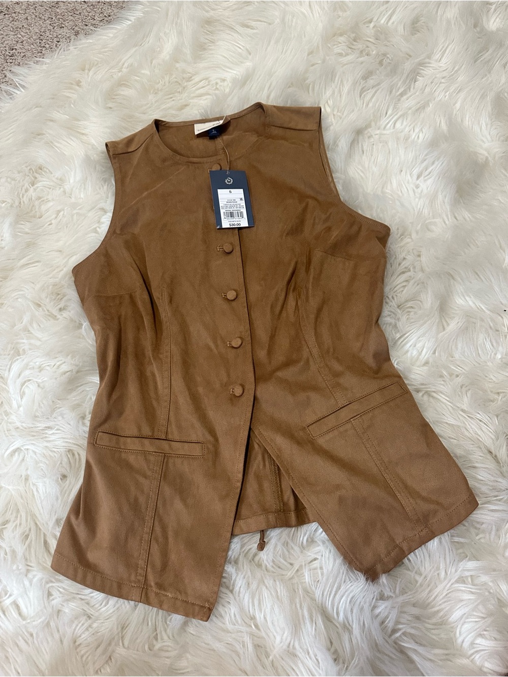 NWT Universal Thread Tan Sleeveless Button Vest